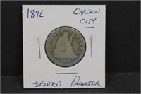 1876 Carson City Silver Seated Quarter