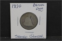1870 Better Date Silver Seated Quarter