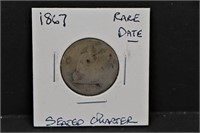 1867 Rare Date Silver Seated Quarter