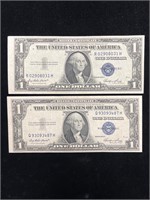 Two 1935 E $1 Silver Certificates