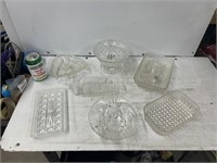 Decorative cut glass bowls and trays
