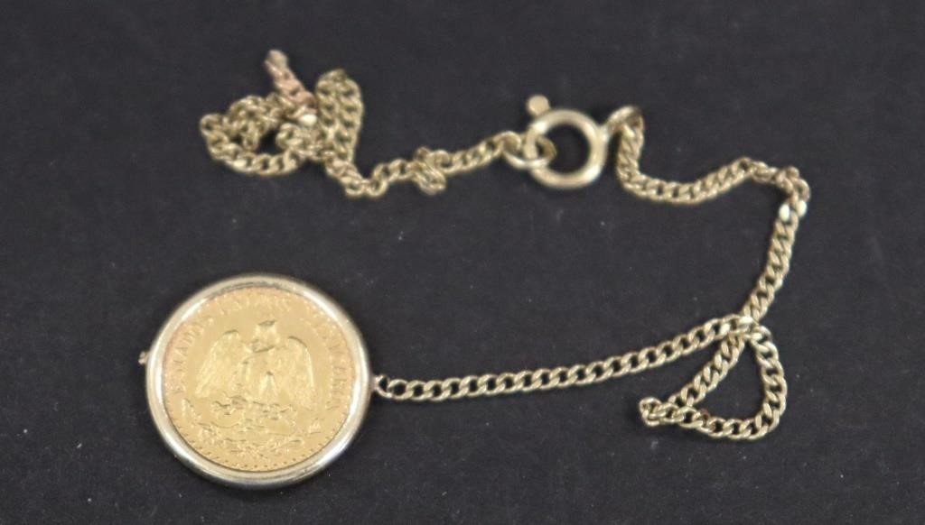1945 Mexico Dos Pesos Gold Necklace