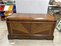 Wooden chest with key 44 1/2 in long 23 1/2 in