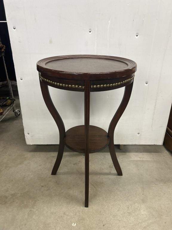Wooden Circle end table 27 1/2in tall 17in in