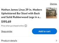 Nathan James Linus 29 in. Modern Upholstered Bar S
