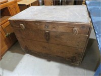 EARLY PRIMITIVE HANDMADE TOOL & STORAGE CHEST