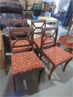 4 PADDED WOOD FRAMED DINNING CHAIRS