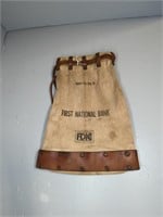 CANVAS/LEATHER FIRST NATIONAL BANK BAG