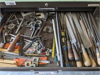 CONTENTS OF 2 DRAWERS- MACHINIST TOOLS, FILES,