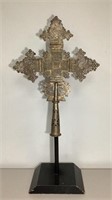 Ethiopian Metal Coptic Cross On Wood