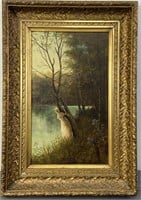 19th Century Oil Painting in Decorative Frame