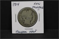 1914 Low Mintage Silver Barber Half Dollar