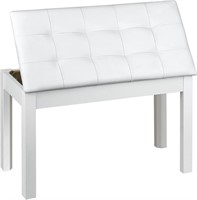 Piano Bench with Storage and Cushion  White
