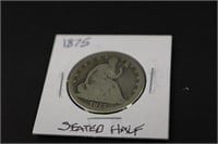 1875 Silver Seated Half Dollar