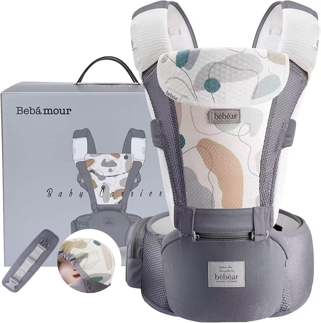 Bebamour Baby Carrier with Head Hood  Grey