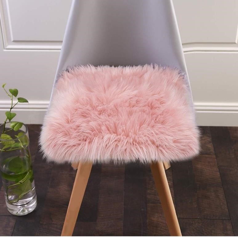 (new)Square Faux Fur Sheepskin Chair Cover Seat