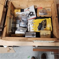 Crate of misc sights, mounts, grips and other