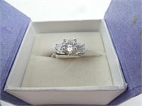 High End Costume Jewelry 3-Stone CZ Ring Size 9