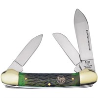 Hen & Rooster Anitque Green Bone Canoe Knife