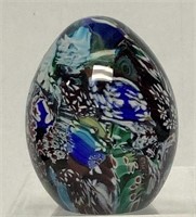 Murano Egg Shaped End Of Day Millefoir Paperweight