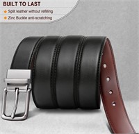 (New) (40 "L) Men's Belt,Leather Reversible Belt