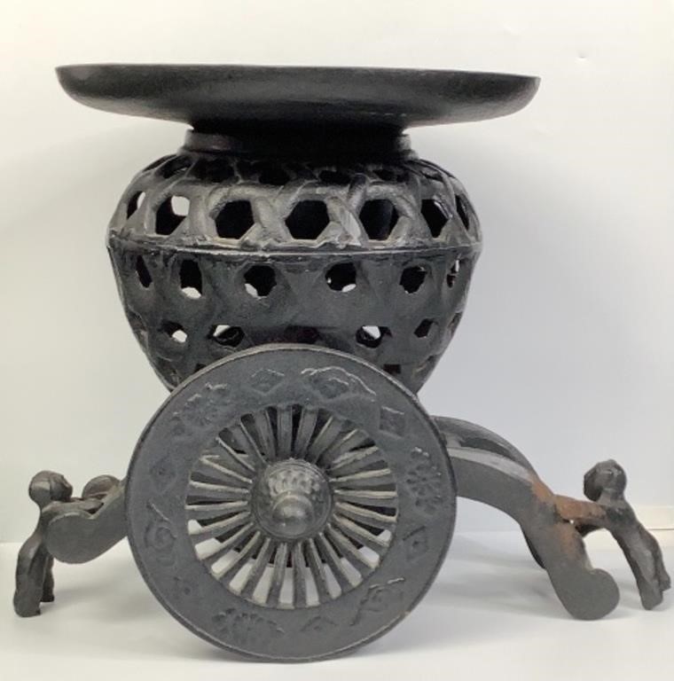 Antique  Japanese Cast Iron Planter Vase