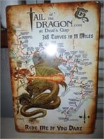 US 129 "Dragon's Tail" Biker Route Map Metal Sign