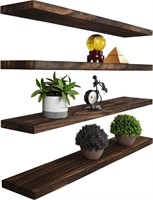 Wood Floating Shelves Set of 4  36 Inch Walnut