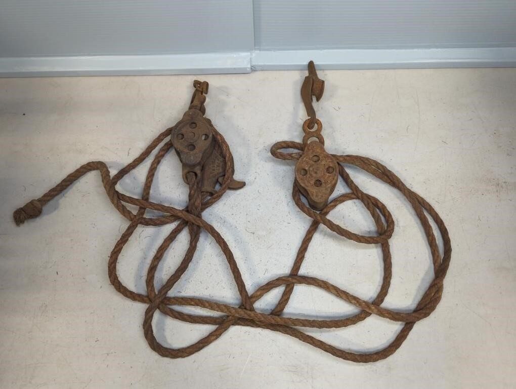 OLD PULLEYS WITH ROPE