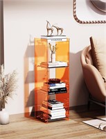 Acrylic Narrow Bookshelf  Orange  3 Tier