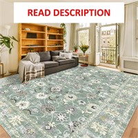$130  Green Area Rug 8'10' Boho Non-Slip Carpet