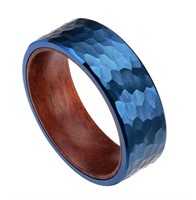 75 Blue Hammered Tungsten Rings