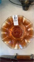 Carnival glass dish,  7 inch diameter