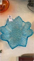 Vintage Daisy and button blue dish. About 9