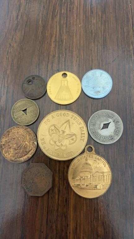 Collector coins, Boy Scout, Hole in One bank,