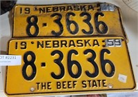 PAIR OF  1959 NEBRASKA LICENSE PLATES