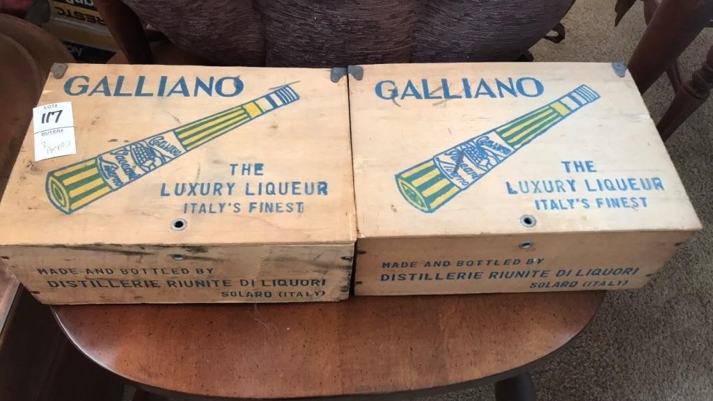 2 Italian Liqueur Wooden boxes