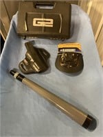 Handgun case, holster & Tasco spotting scope
