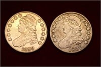 1827 & 1829 Capped Bust Liberty Half Dollars