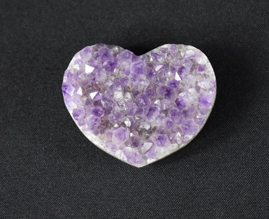 Amethyst Crystal Geod Heart Paperweight