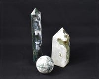 3-pc Lot Moss Agate Crystal