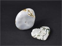 2 pieces Carved Moss Agate Crystal