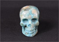 Carved Azurite Crystal Skull Paperweight