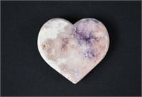 Pink Amethyst Crystal Carved Heart Paperweight