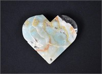 Carved Carribean Calcite Crystal Heart Paperweight