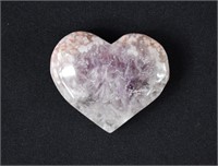 Polished Amethyst & Flower Agate Crystal Heart