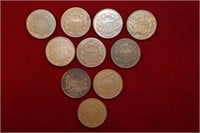 2 Cent Lot; (2) 1864, (2) 1865, (3) 1866, (1) 1867