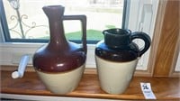 Vintage - decanter crock- 8.5 inches h. & small
