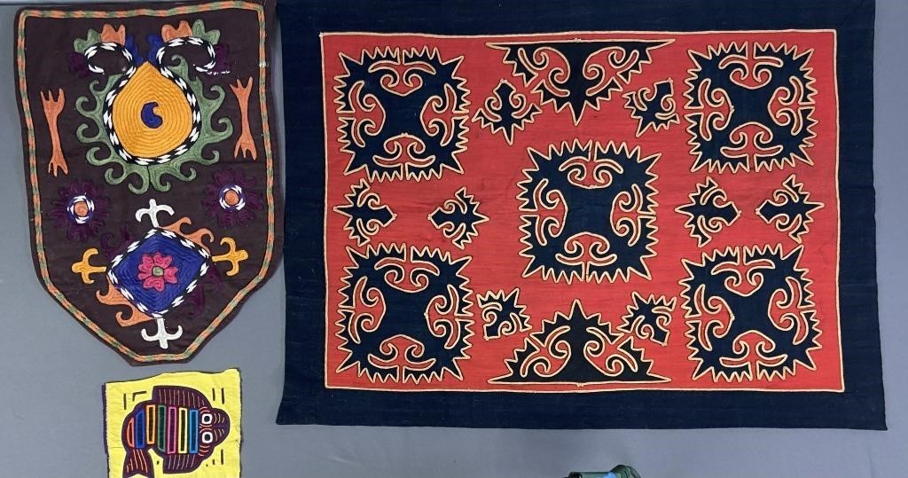 Three Kuna Mola Embroidered Textiles