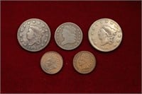 1828 Half Cent, 1822 & 1831 Large Cent,